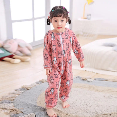 Kids' Flannel Pajamas – Cozy Cartoon Onesie for Winter 🌙💤