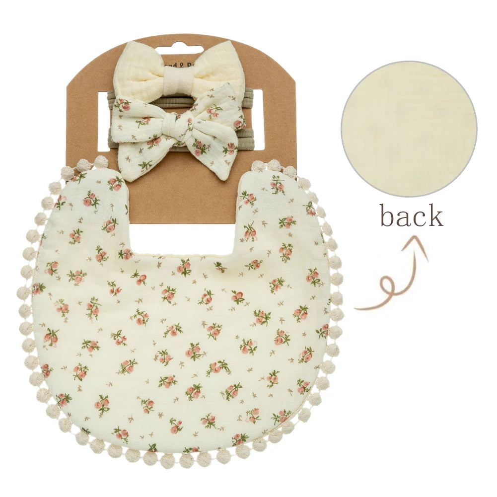 3Pcs/Set Baby Flower Bibs & Headbands