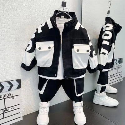 Kids Boys Jacket ; Pants Set – Casual Sportswear for Spring  Autumn