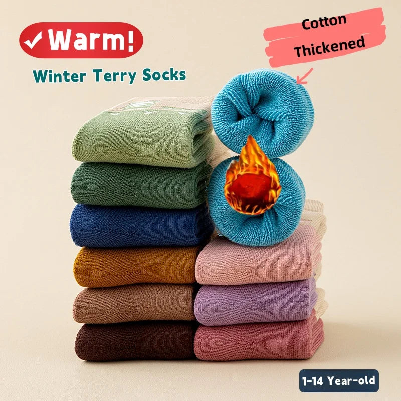 5 Pairs Thick Plush Winter Socks for Kids