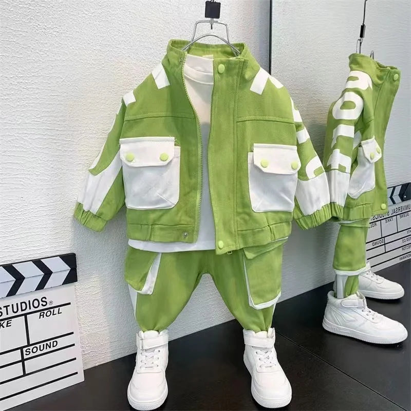 Kids Boys Jacket ; Pants Set – Casual Sportswear for Spring  Autumn