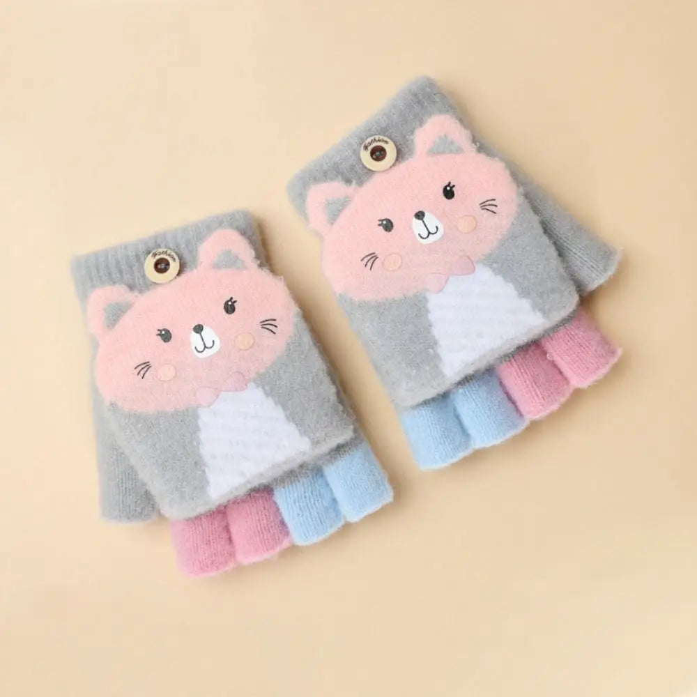 Knitted Fingerless Gloves – Cute Cat Ear Design