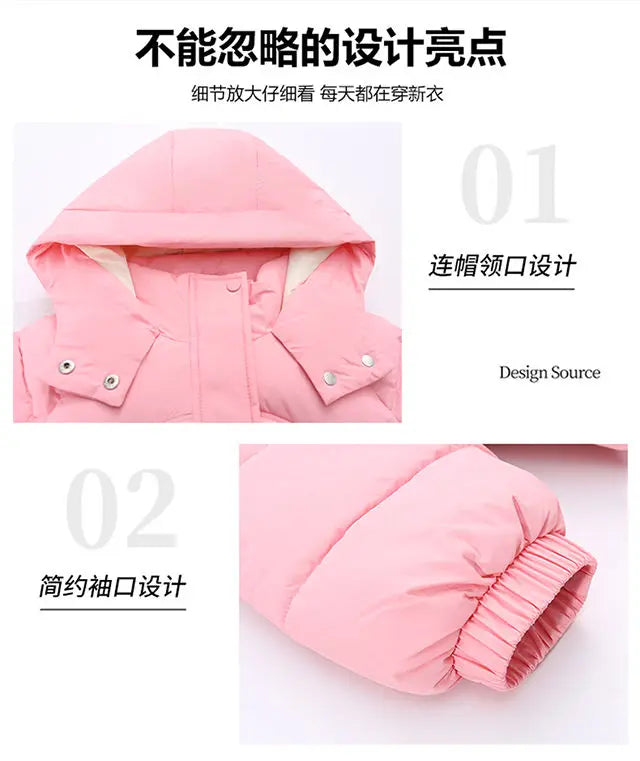 Teen Girls Sanrio My Melody Down Jacket 2024 Winter Fashion Children Hooded Velvet Thicken Princess Coat Kids Clothers Outerwear