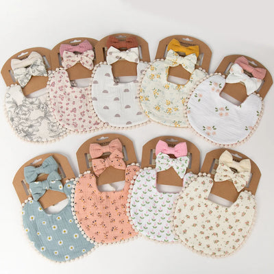 3Pcs/Set Baby Flower Bibs & Headbands