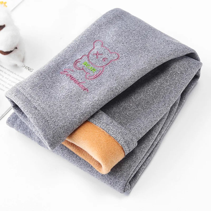 1pcs Winter Girls Leggings Baby Plush Pants Kids Thermal Pants Children Fashion Trousers Casual Bottoms Cartoon sleeping pants