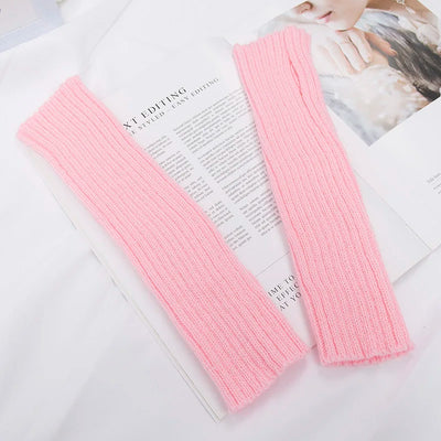 Long Fingerless Knitted Gloves – Gothic &amp; Kawaii Style