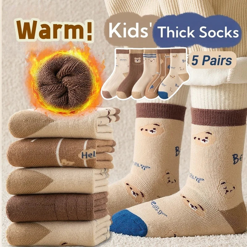 Pack of 5 Pairs of Winter Socks for Girls - Warmth and Softness Guaranteed