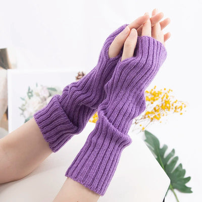 Long Fingerless Knitted Gloves – Gothic &amp; Kawaii Style