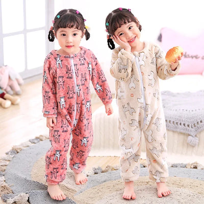 Kids' Flannel Pajamas – Cozy Cartoon Onesie for Winter 🌙💤