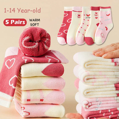 Pack of 5 Pairs of Winter Socks for Girls - Warmth and Softness Guaranteed