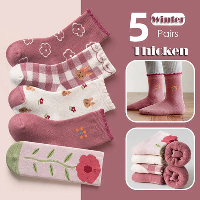 Thick Winter Socks for Girls - Pack of 5 Pairs