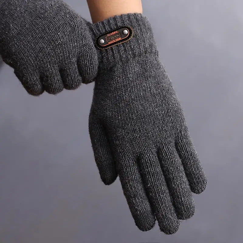 Knitted Touch-screen Gloves Children's Winter Cycling Cold-proof Double-layer Thick Gloves Students Outdoor Warm Cotton Gloves