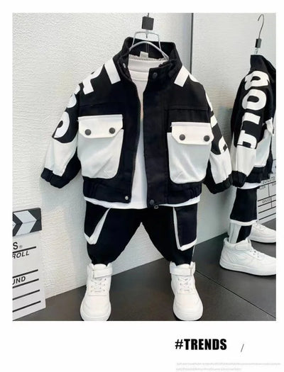 Kids Boys Jacket ; Pants Set – Casual Sportswear for Spring  Autumn