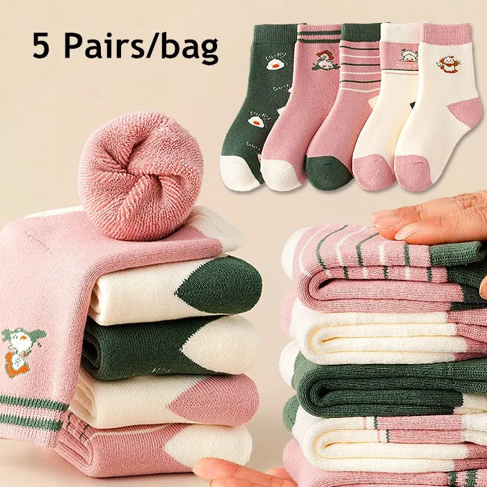 Pack of 5 Pairs of Winter Socks for Girls - Warmth and Softness Guaranteed