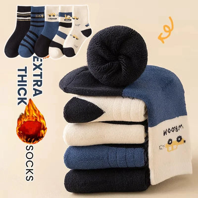 5 Pairs Thick Plush Winter Socks for Kids