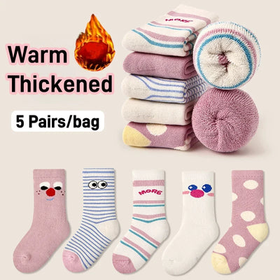 Thick Winter Socks for Girls - Pack of 5 Pairs