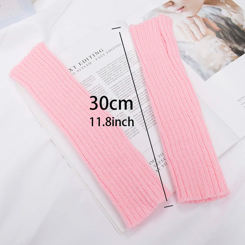 Long Fingerless Knitted Gloves – Gothic &amp; Kawaii Style