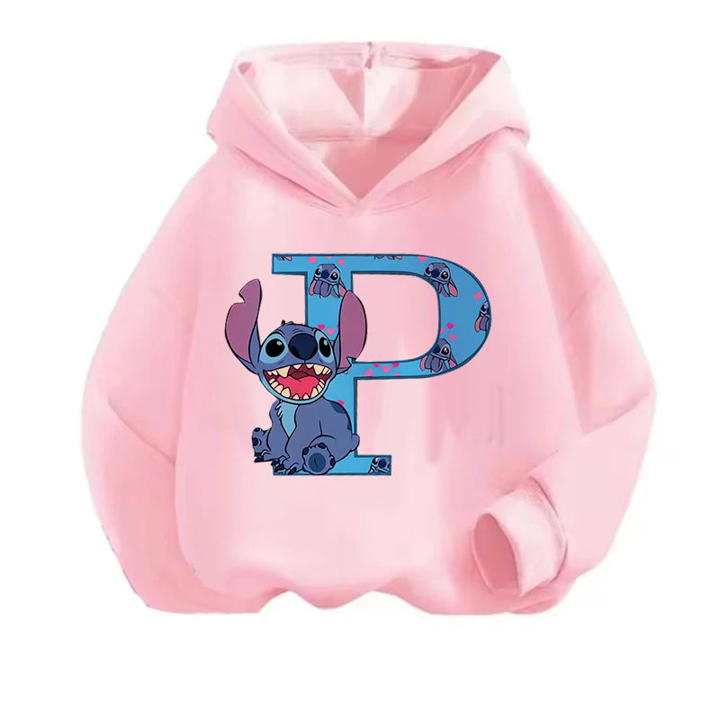 Kawaii ABCD Stitch Hoodie for Kids