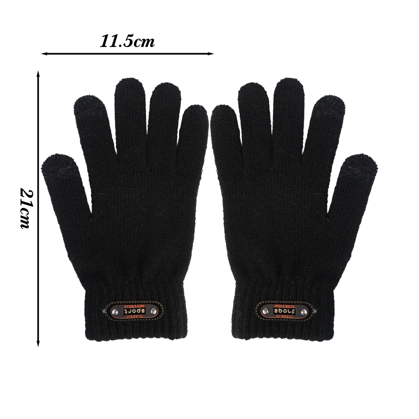 Knitted Touch-screen Gloves Children's Winter Cycling Cold-proof Double-layer Thick Gloves Students Outdoor Warm Cotton Gloves