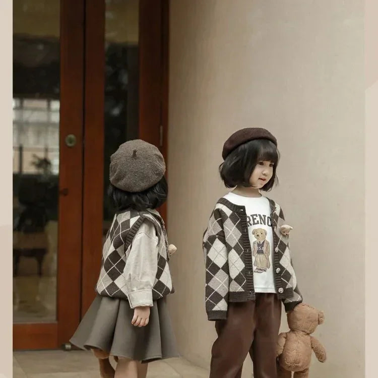 Children's Knitted Cardigan Sweater – Warm Winter Wear for Boys & Girls