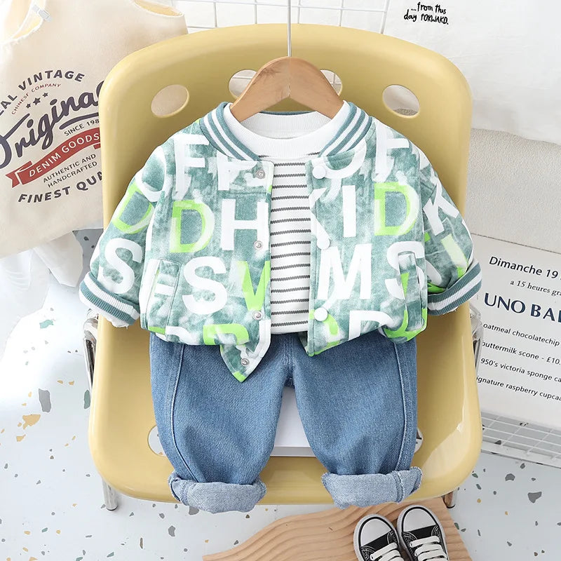 Spring Autumn Striped Pocket T-Shirt ; Pants Set for Boys and Girls (7-12m, 13-24m, 25-36m, 4-6y, 7-12y)