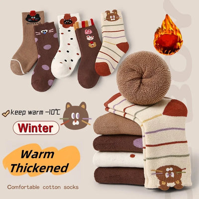 Thick Winter Socks for Girls - Pack of 5 Pairs